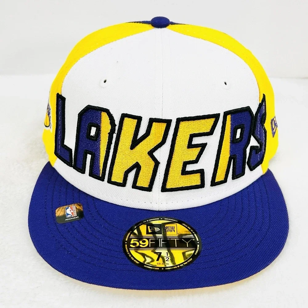Los Angeles Lakers New Era Pinwheel Wordmark 59FIFTY Fitted Hat‎ Cap 7 1/2 NBA